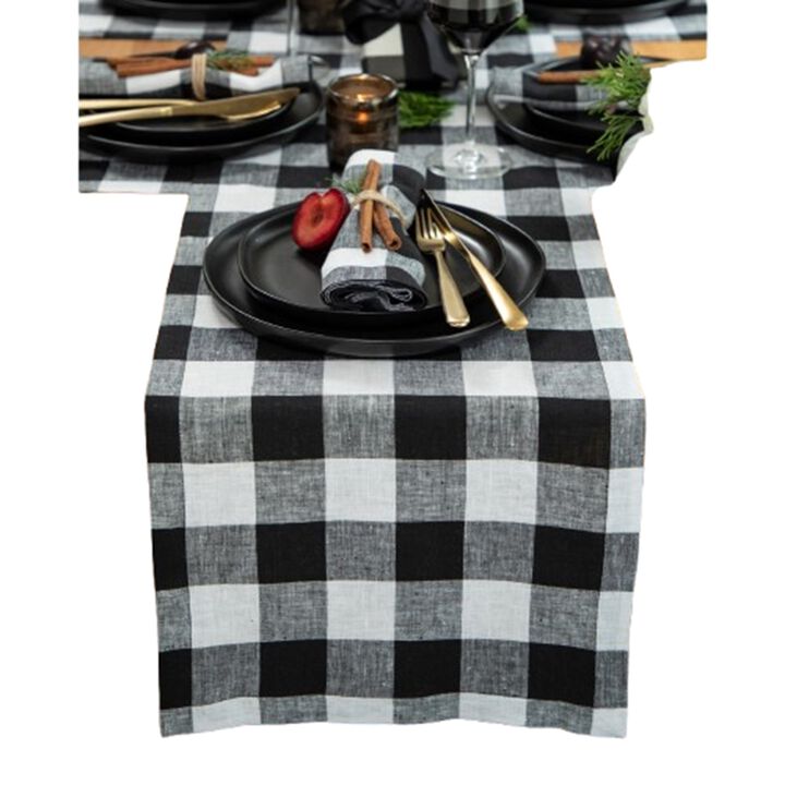 Solino Home 100% Pure Linen Table Runner - Buffalo Check