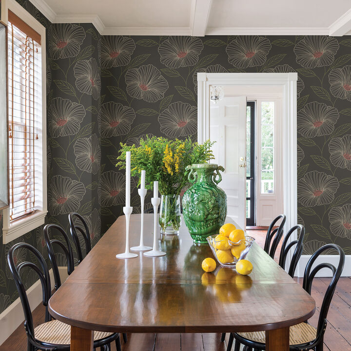 Mythic Grey Floral Wallpaper