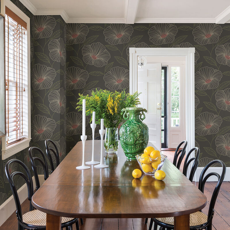 Mythic Grey Floral Wallpaper image number 1