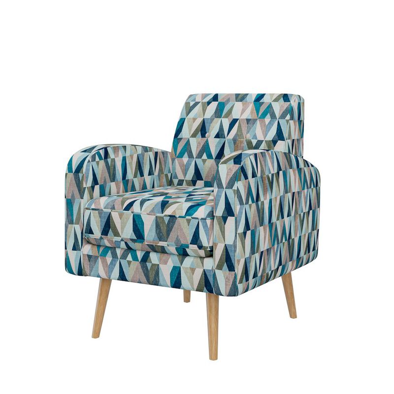HL Home Furnishings Mid-Century Modern Armchair in Vibrant Multi-Blue Prism