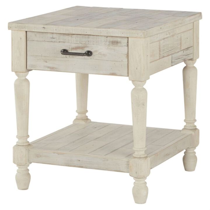 Hivvago Cottage Style 1-Drawer End Table Nightstand in White Wood Finish