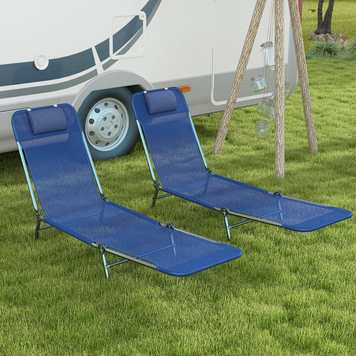 Hivvago 2-Piece Folding Chaise Lounge Chairs with Reclining Back