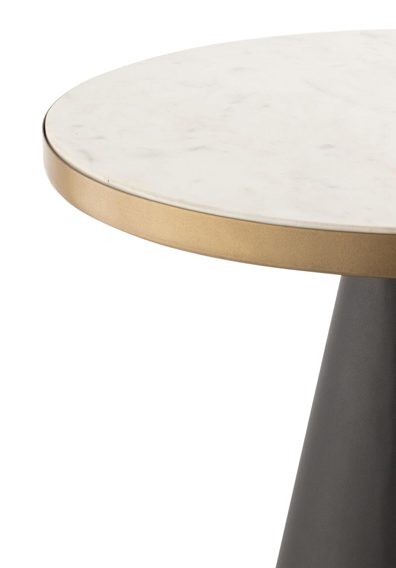 Tov Furniture Richard White Marble Top with Black Conical Metal Base 16" Round Living Room Occasional Table (Side Table) image number 4