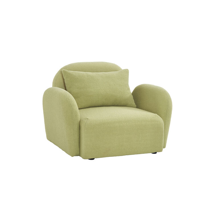 Lazy Sofa Chair Teddy Fabric Light Green