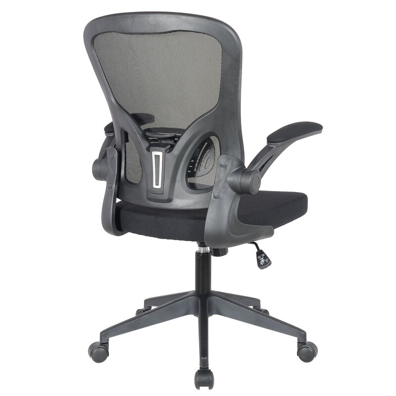 LeisureMod Mesh Office Swivel Desk Chair Modern Ergonomic Adjustable Height with Flip-Up Armrest and Breathable Back Newton Series