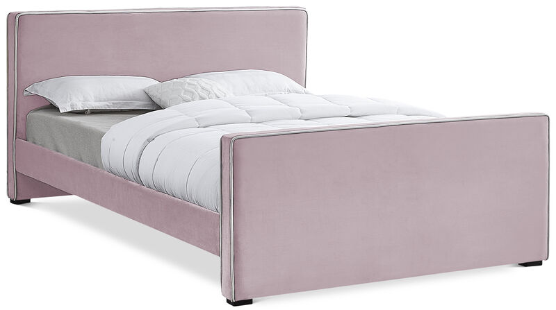 Meridian Furniture Dillard Pink Velvet Full Bed