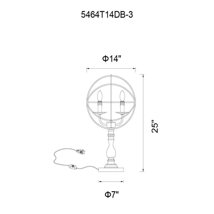CWI Lighting Arza 3 Light Table Lamp With Brown Finish