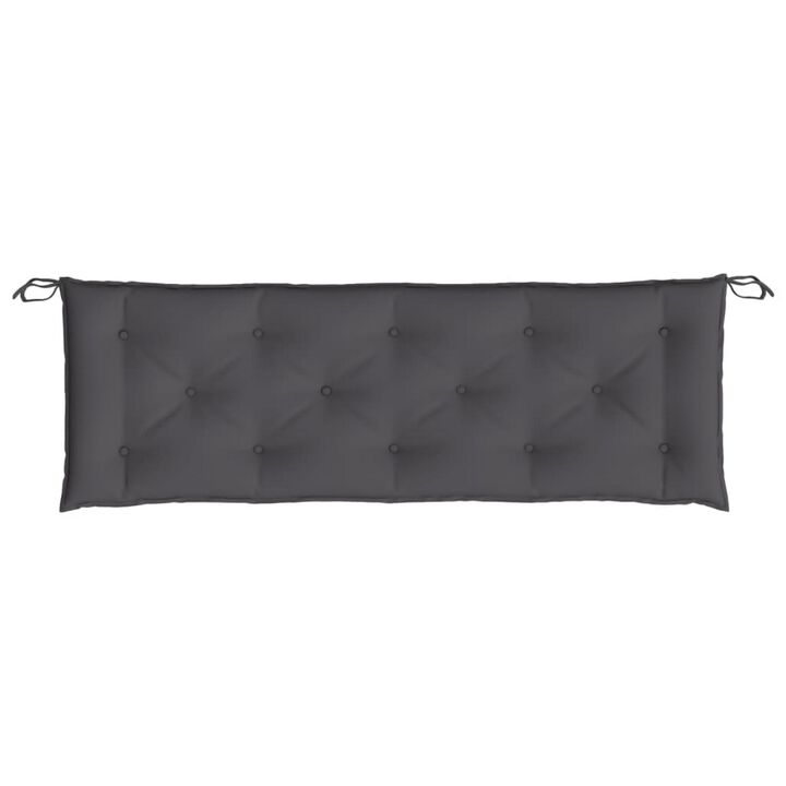 Andy Outdoor Cushion for Bench, 59 Inch, Dark Gray Oxford Fabric - Benzara