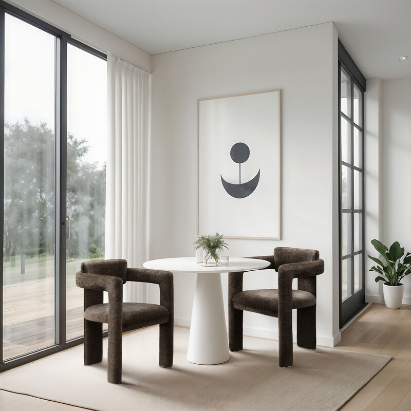 Meridian Furniture Brenda Brown Chenille Fabric Dining Chair, Set of 2