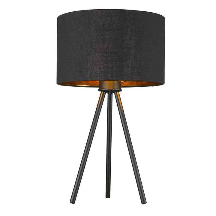 Hivvago 22" Black Metal Tripod Table Lamp With Black Drum Shade