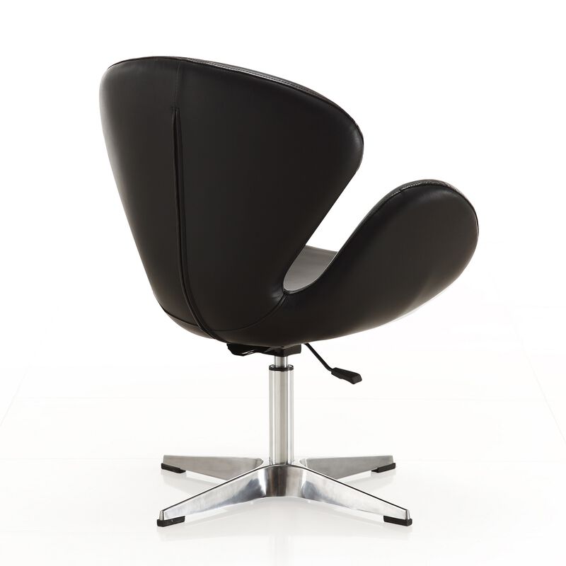 Raspberry Swivel Accent Chair in Black
