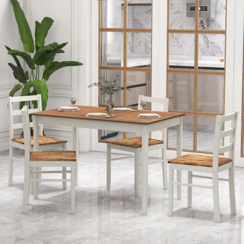 Hivvago 5-Piece Wooden Dining Set with Rectangular Table and 4 Chairs