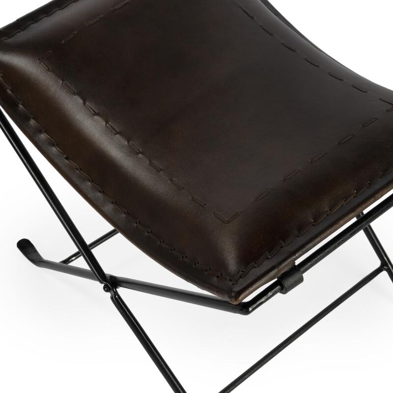 Butler Specialty Melton Leather 21.5"W Accent Stool, Dark Brown image number 2