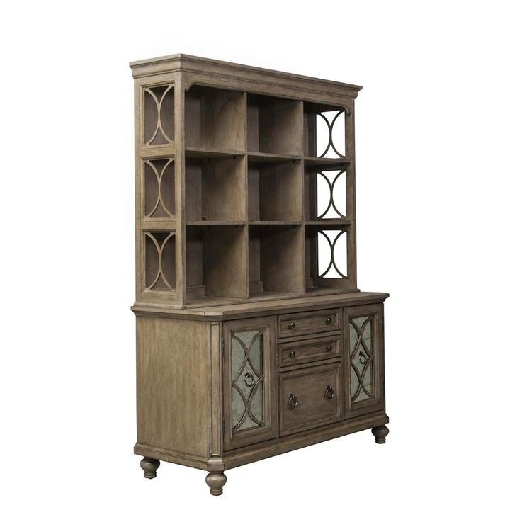 Liberty Furniture Simply Elegant Credenza & Hutch Set in Heathered Taupe