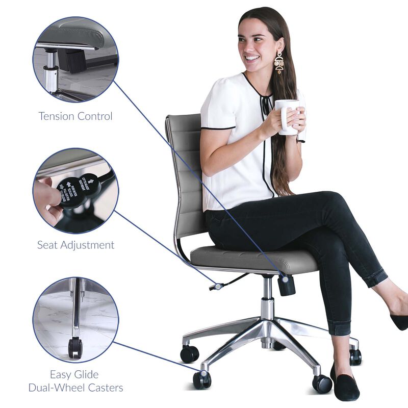 Modway Furniture - Jive Armless Mid Back Office Chair Gray image number 7