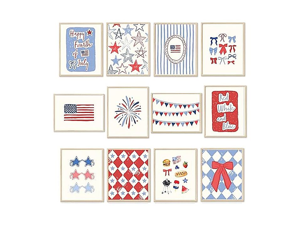 12 Pack 4th July Wall Art Patriotic Arts Decor Cute America Poster Independence