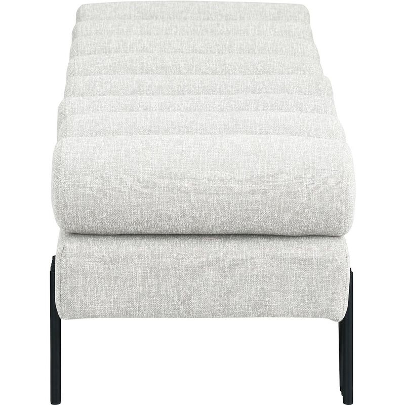 Meridian Furniture Akeela Cream Linen Textured Fabric Bench
