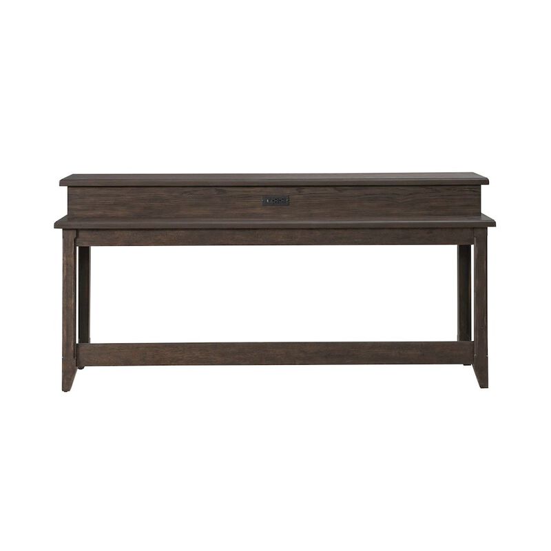 Liberty Furniture Console Bar Table Traditional - AC USB Charging Station - Saddle Brown Oak Wood image number 4