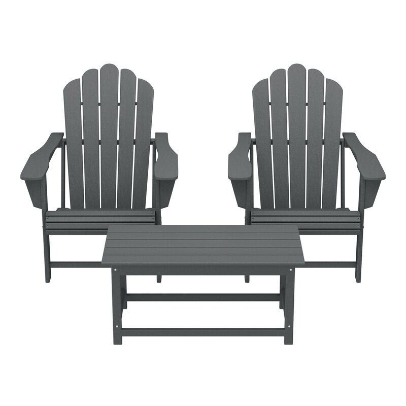 WestinTrends 3-Piece Adirondack Chairs with Cup Holders and Coffee Table Set image number 0