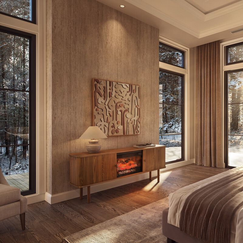 WERMO 71'' Electric Fireplace TV Stand for Living Room with Heater.