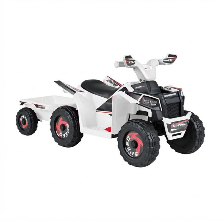 Kids 6V Ride On ATV Quad Car with Detachable Trailer for Outdoor Play