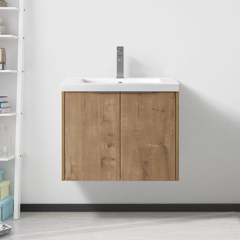 ELEMENT ACE Floating Bathroom Vanity with Single Resin Sink and Soft Close Doors image number 1