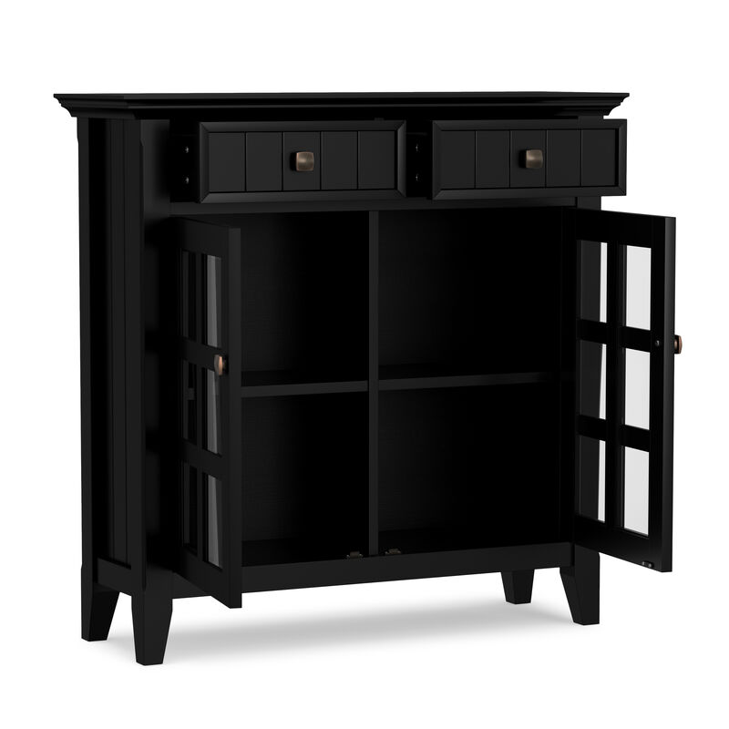 Acadian SOLID WOOD 36 inch Wide Transitional Entryway Hallway Storage Cabinet in Black