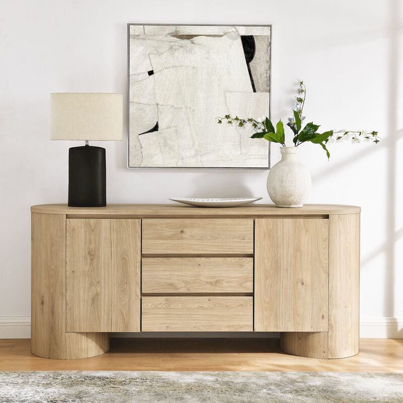 Duval 71" Rounded Sideboard Storage Cabinet image number 9