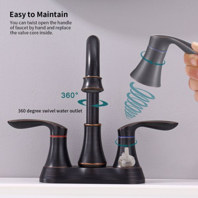 Classic Oil Rubbed Bronze 2-Handle Bathroom Vanity Faucet with Pop-Up Drain & Supply Hoses
