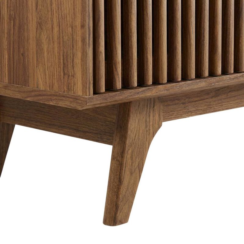 Brown wood TV stand with sleek design and versatile storage solution image number 6