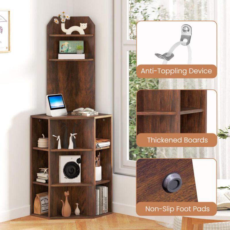 Hivvago 6-Tier Corner Shelf with Charging Station and 2 USB Ports