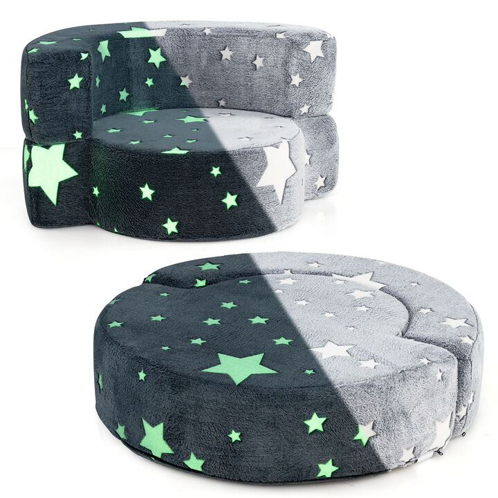 2-in-1 Convertible Glow-in-the-Dark Kids Sofa with Removable Washable Cover