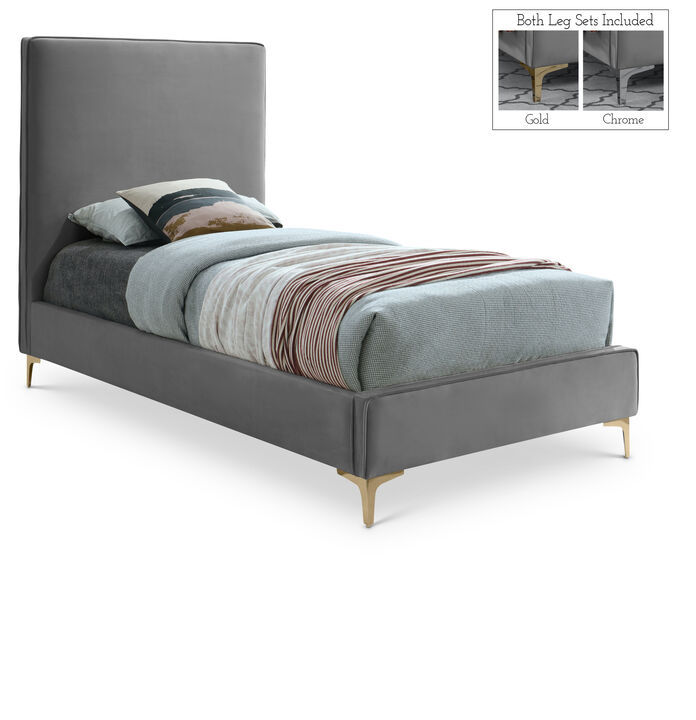 Meridian Furniture Geri Grey Velvet Twin Bed