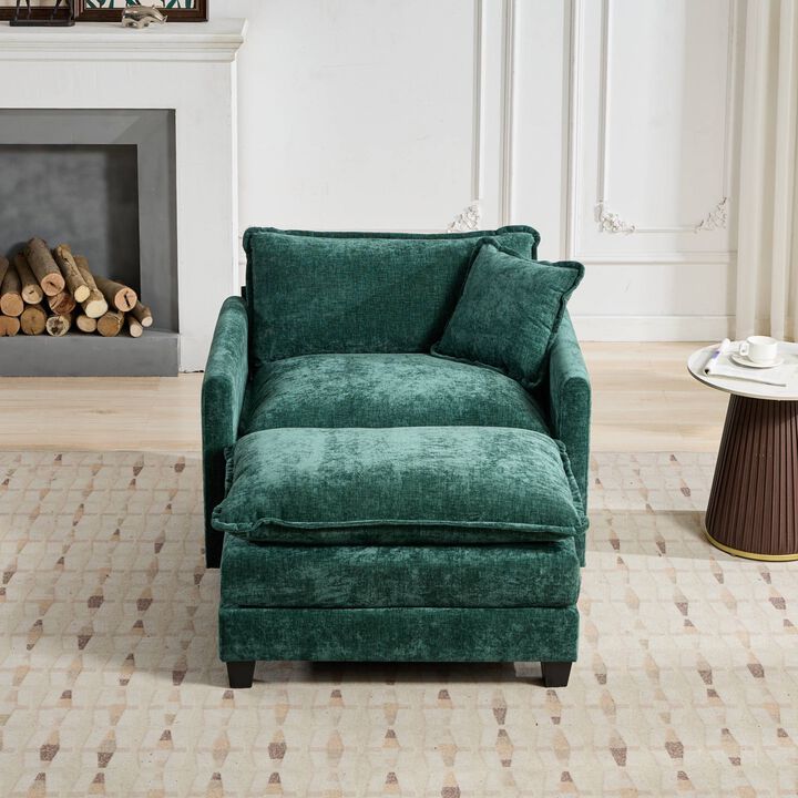GOODSILO Modern Modular Sofa Ottoman with Adjustable Backrest - Plush Chenille Upholstery for Comfortable Lounge Seating Configuration