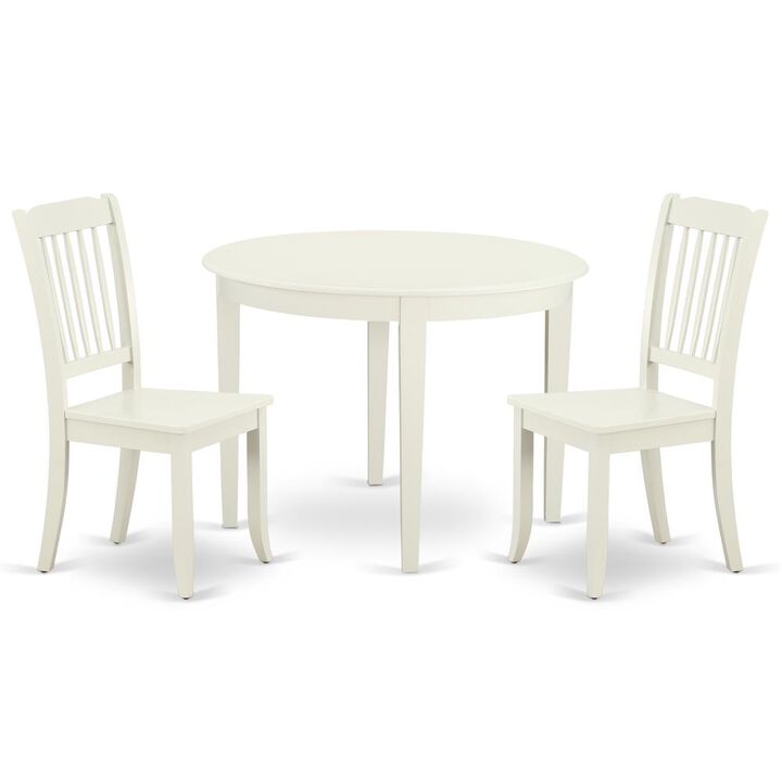 East West Furniture Dining Room Set Linen White, BODA3-LWH-W