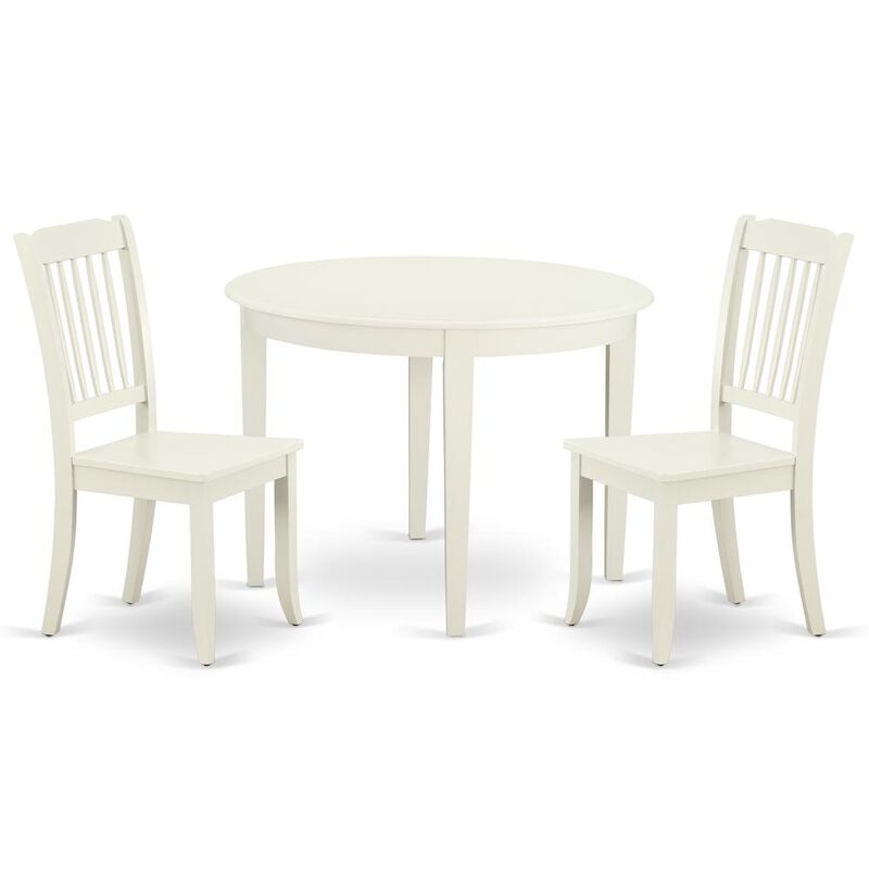 East West Furniture Dining Room Set Linen White, BODA3-LWH-W