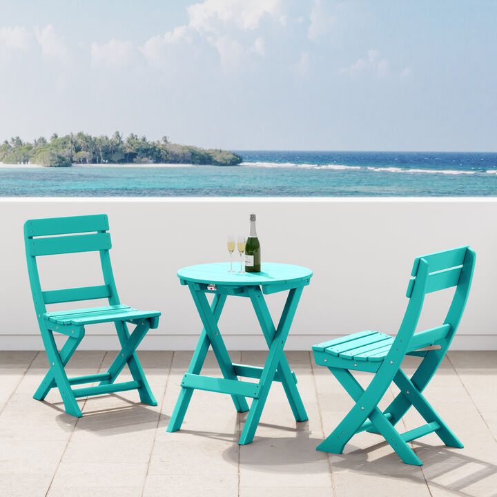 WestinTrends 3-Piece Outdoor HDPE Folding Patio Bistro Table and Chairs