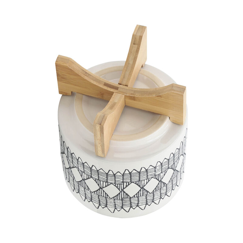 Aztec Planter on Wooden Stand, Gray Set