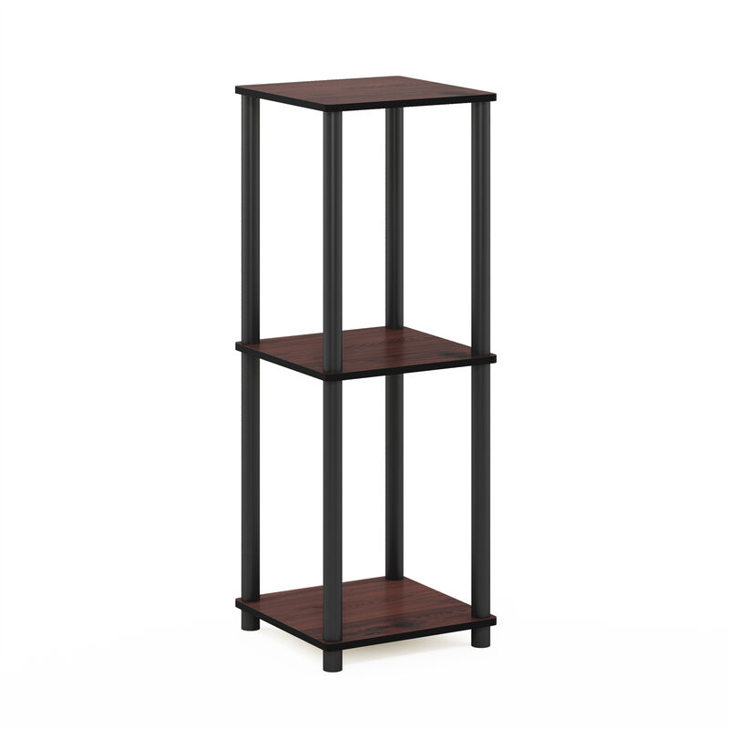 Furinno Turn-N-Tube End Table Corner Shelves, Set of 2, Dark Cherry/Black