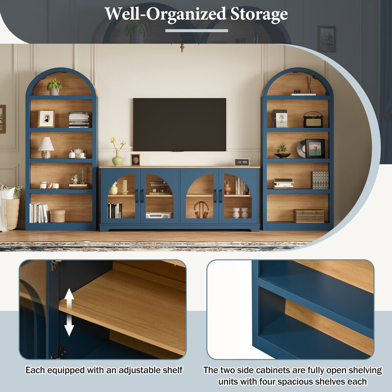 TATEUS Glass Door TV Stand image number 4