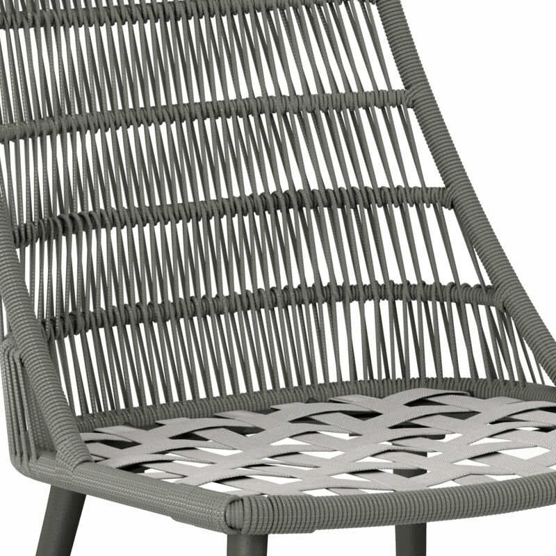 Beachside Contemporary Outdoor Dining Chair (Set of 2) in Grey Polyester Fabric