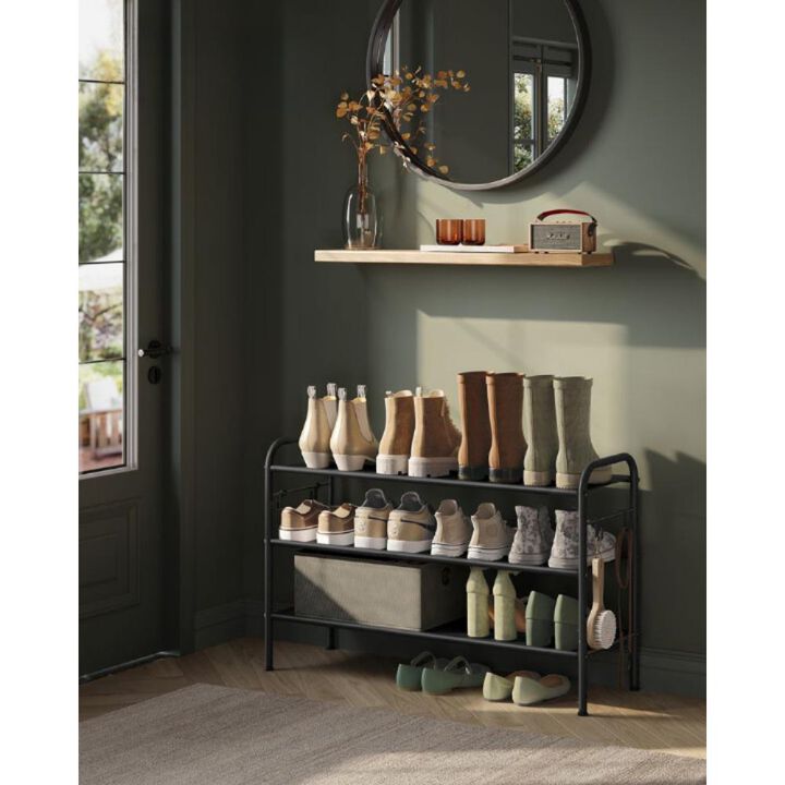 3-Tier Shoe Organizer Rack - Metal Storage Solution for Entryway and Closet
