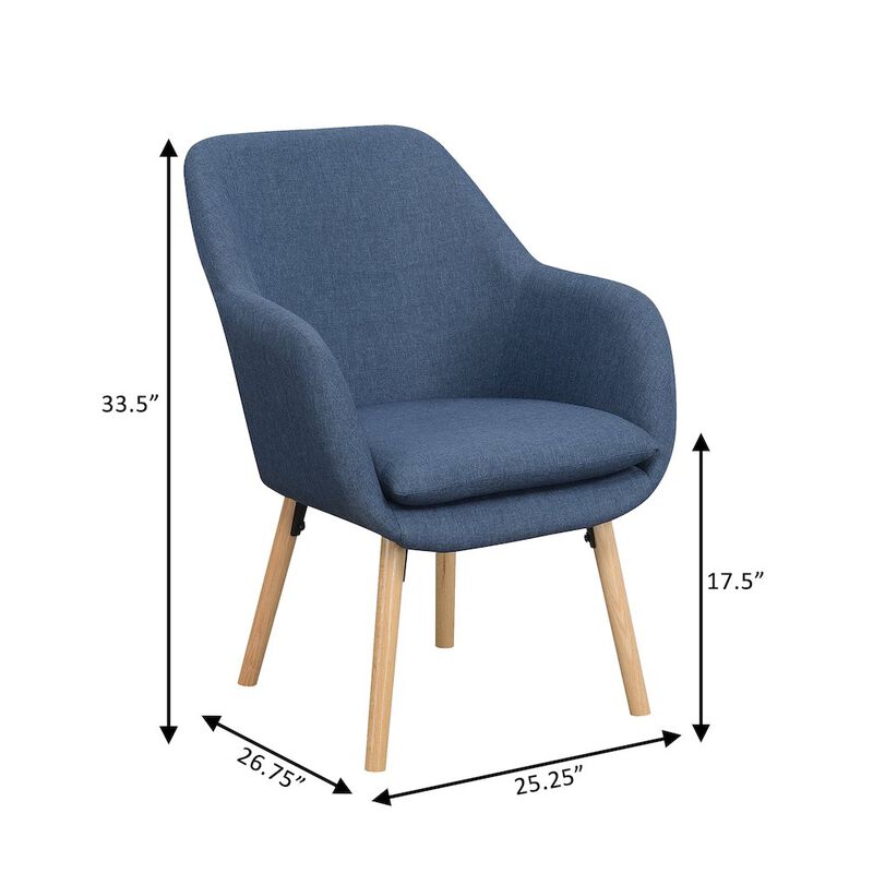 Convenience Concepts Charlotte Accent Chair, Denim Blue Linen image number 1
