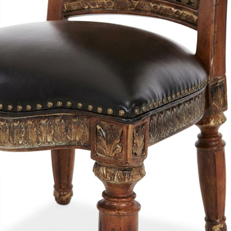 Starlight Canyon Home Classic Chestnut Dining Side Chairs with Leather & Jacquard Upholstery, Set of 2 image number 4