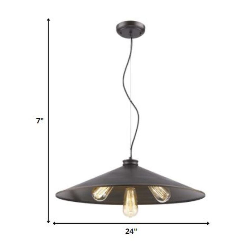 Hivvago Alcove 4-Light Oil-Rubbed Bronze Pendant With Raw Brass Interior Shade