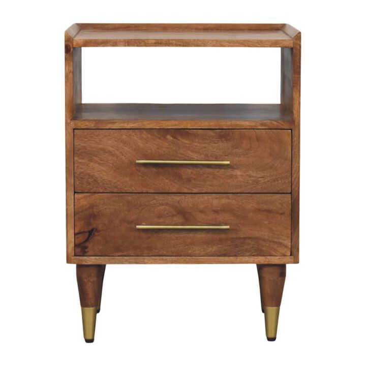 Artisan Furniture Solid Wood Valenza Brass Accent Bedside, Brown