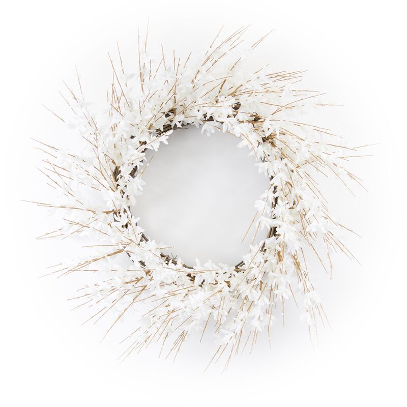 White Blossom Twig Spring Floral Wreath  25-Inch image number 0