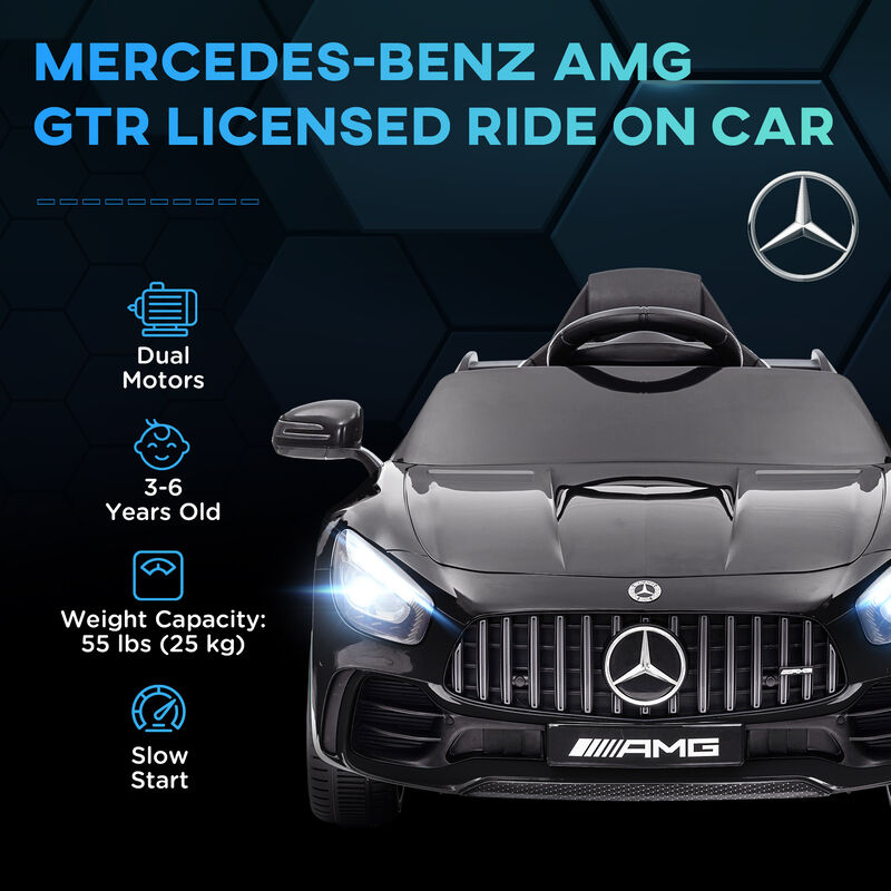 BreeBe Mercedes-Benz AMG GTR Licensed 12V Battery Powered Kids Electric Car w/ Remote Control & Soft Start image number 3