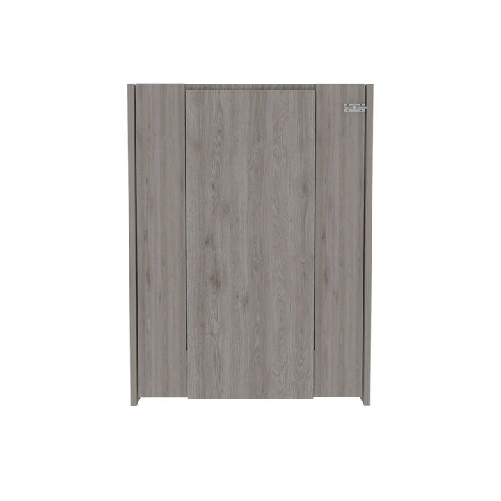 Vatta Wall Foldable Table, Seven Interior Shelves, Extending Table -Light Gray