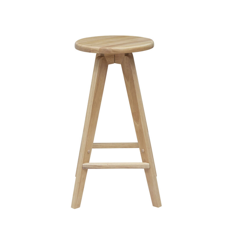 Ceren MidCentury Industrial Round Solid Wood Backless Stool